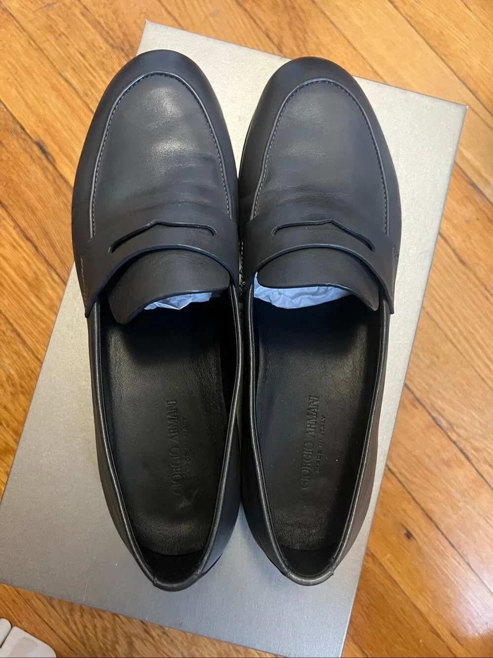 Giorgio Armani Leather Penny Loafers Size 8.5 - New